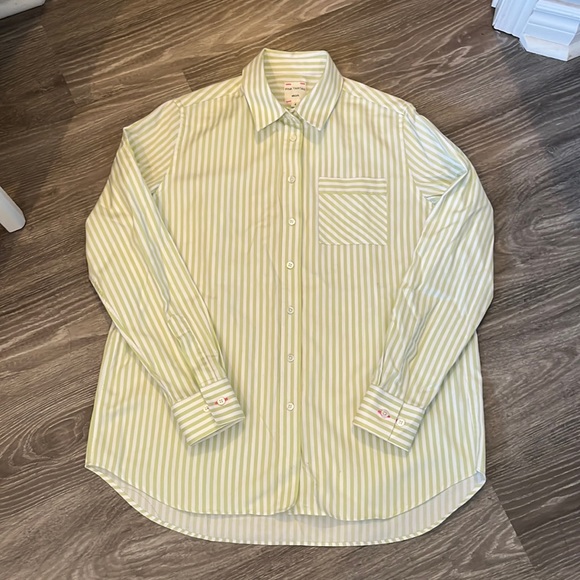 PINK TARTAN Herringbone Stripe Shirt (in Green/White- Size 4) - Picture 2 of 6
